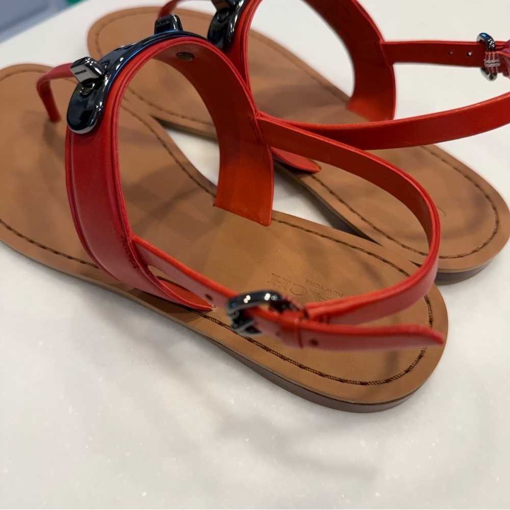 Coach Gracie Swagger Thong Sandals Burnt Orange Size 6.5 B New In Box - Picture 10 of 14